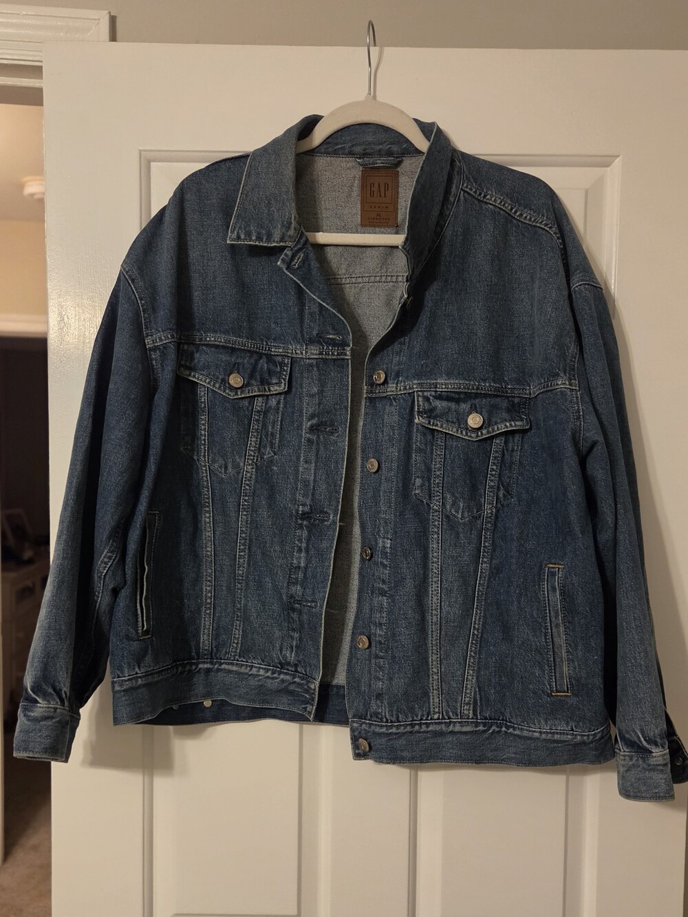 GAP Womens XL Oversized Denim "Dad" Jean Jacket -Indigo